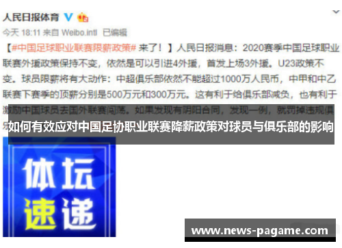 如何有效应对中国足协职业联赛降薪政策对球员与俱乐部的影响 如何有效应对中国足协职业联赛降薪政策对球员与俱乐部的影响